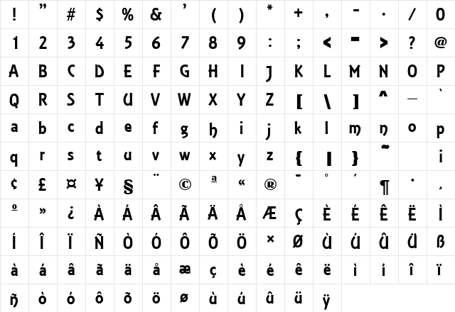 Estelle Black SF Regular font glyphpreview