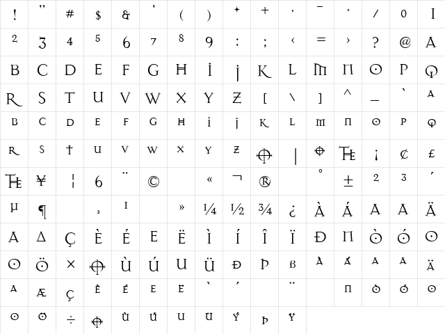 Dark11 Regular font glyphpreview