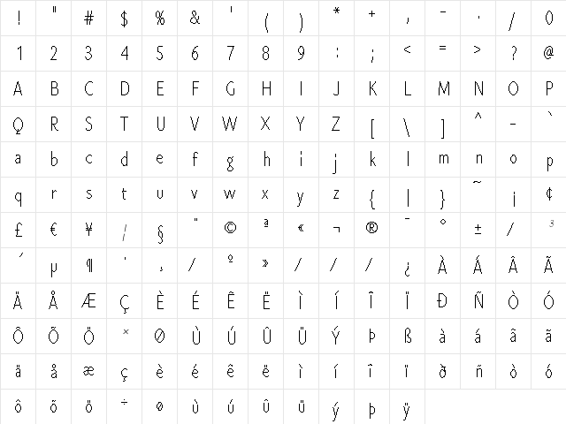 Cen Pro Light Italic font glyphpreview
