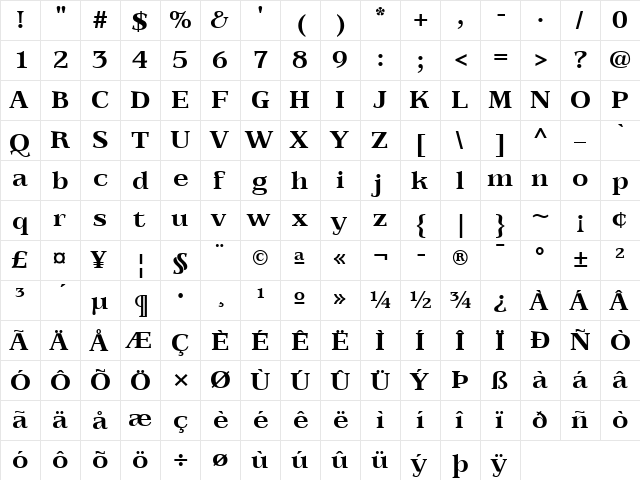 AIS Extrabold Expanded font glyphpreview