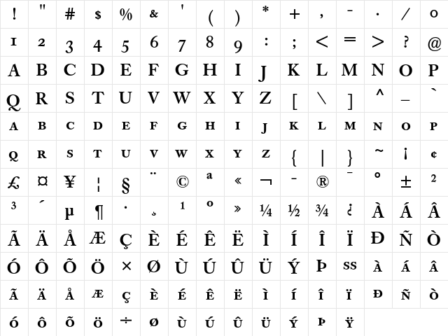 Caslon Book BE Medium SC font glyphpreview