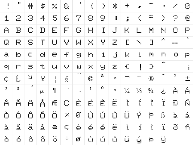 Ninepin Normal font glyphpreview
