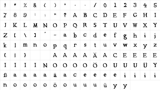 Mediqua Regular font glyphpreview