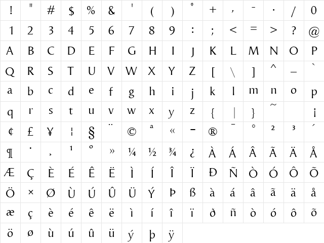 Odense Regular font glyphpreview