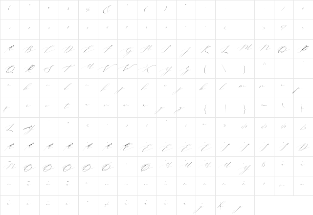 Vineshia jonhson Regular font glyphpreview