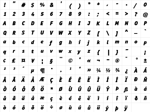 OfficinaSanBlkITC BlackItalic font glyphpreview