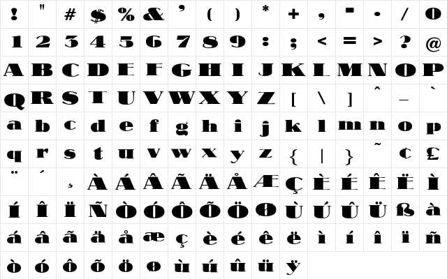 OPTINubianFoundry Regular font glyphpreview