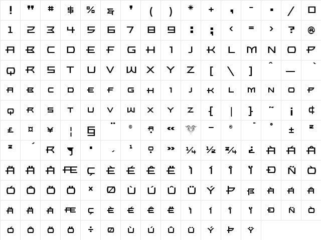 UltraBronzo Regular font glyphpreview