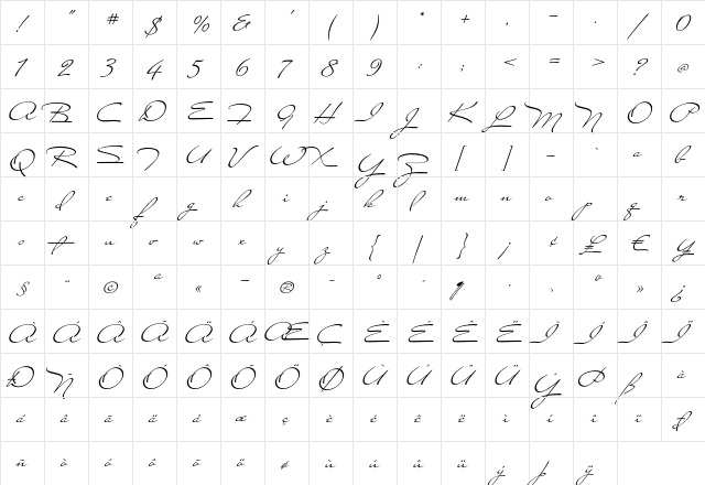 Miss Stanfort Regular font glyphpreview