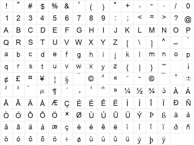 Saysettha OT Regular font glyphpreview