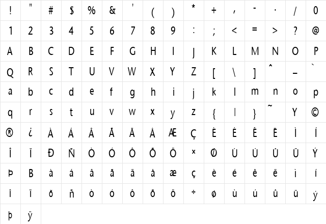 FZ BASIC 25 COND Normal font glyphpreview