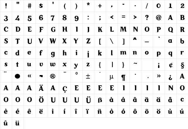 Sadness Regular font glyphpreview