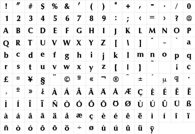 Columbia-Serial-ExtraBold Regular font glyphpreview
