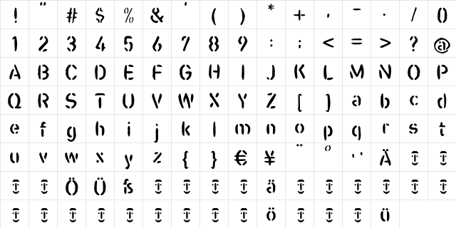 CasualStencil Regular font glyphpreview