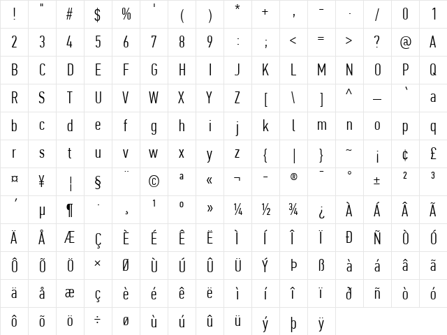 PF Din Text Comp Pro Light font glyphpreview