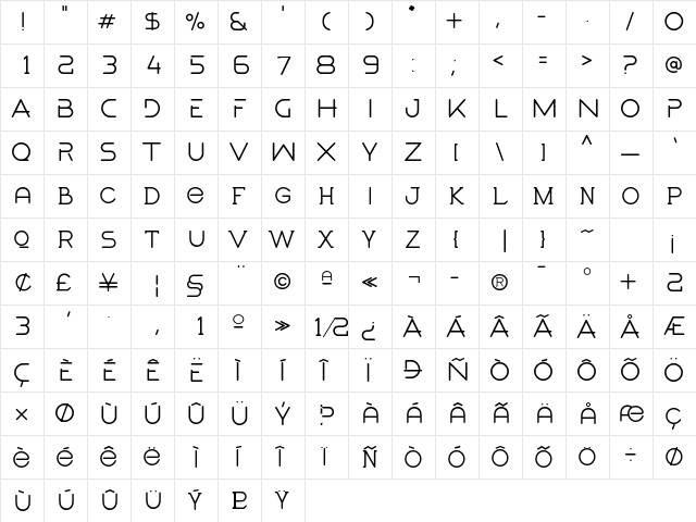 Adega Altered Regular font glyphpreview