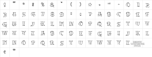 TattooLetteringOpen Regular font glyphpreview