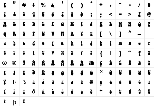 FZ JAZZY 14 Normal font glyphpreview