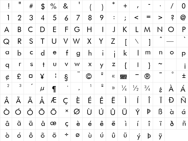 FuturistFixedWidth Regular font glyphpreview