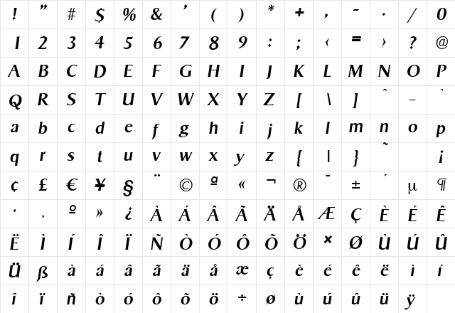 SigvarSerial-Medium Italic font glyphpreview