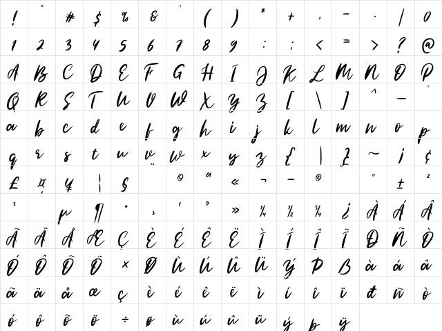 Kirana Delova Delova font glyphpreview