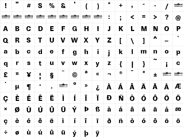 Boring Sans B Trial Bold font glyphpreview