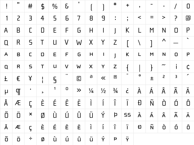 ChollaWideSmallCaps Roman font glyphpreview
