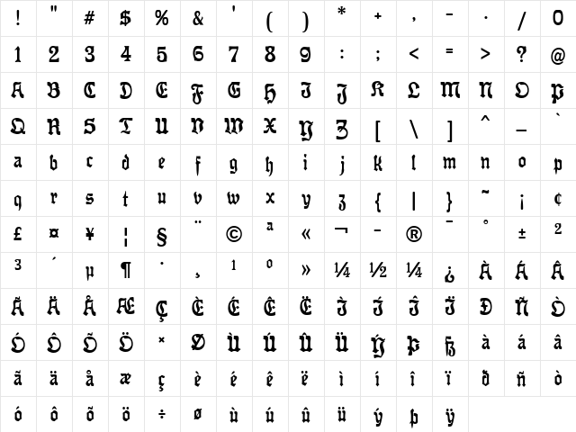Offenbacher Reform CAT Regular font glyphpreview