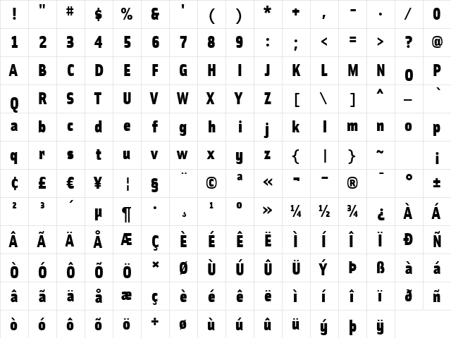 SolexBlackLining Regular font glyphpreview
