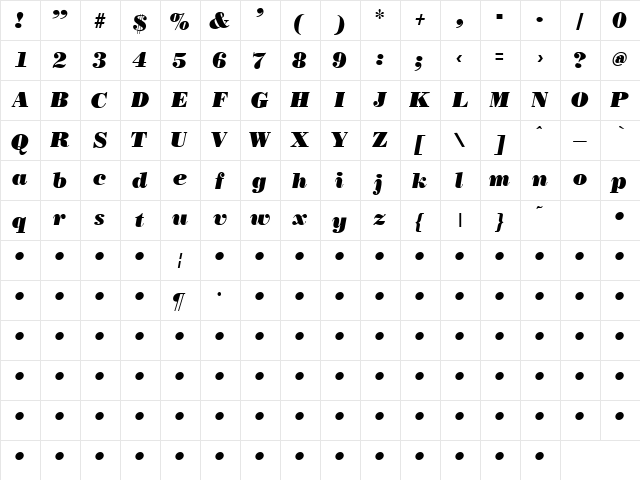 QTBodiniPoster Italic font glyphpreview