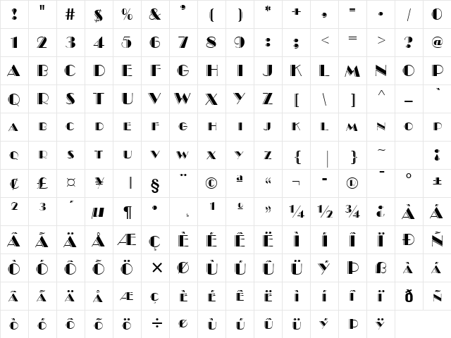 Brando Engraved Normal font glyphpreview