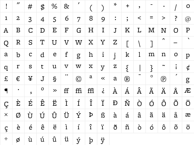 Freight Micro Book font glyphpreview