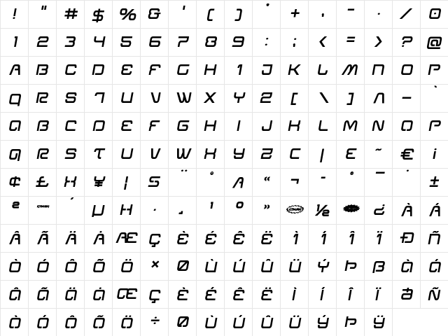 Miracle Mercury Semi-Bold Semi-Italic Semi-Bold Semi-Italic font glyphpreview