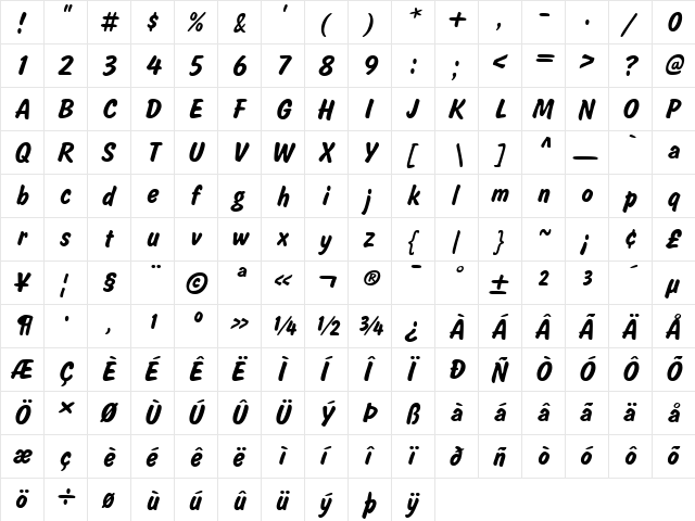 Salsbury Regular font glyphpreview