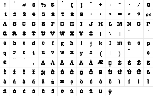 Rodding Regular font glyphpreview