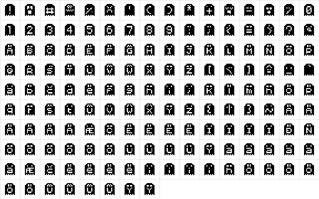 Spoopy Ghost Pixels Regular font glyphpreview