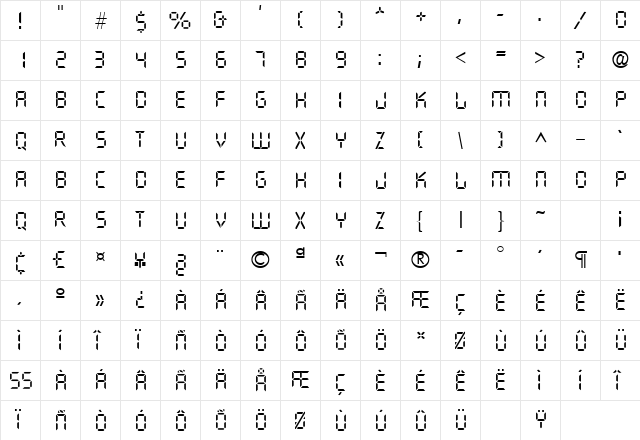 QuartzL Regular font glyphpreview