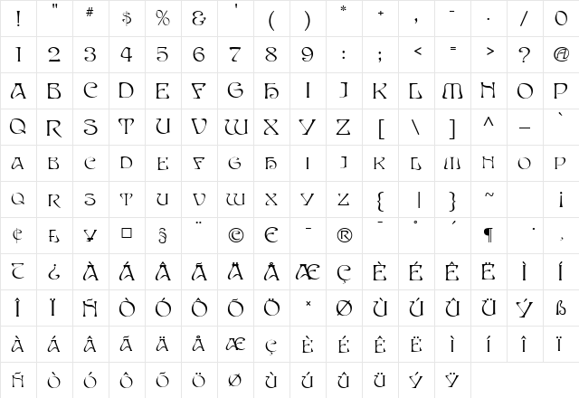 Edda MF Regular font glyphpreview