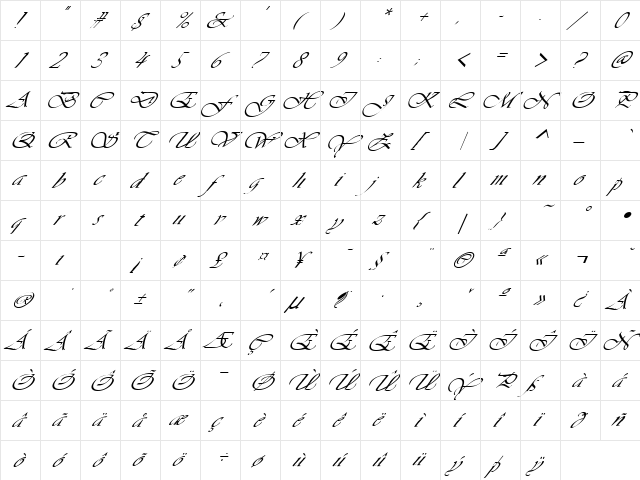 FZ SCRIPT 26 ITALIC Normal font glyphpreview