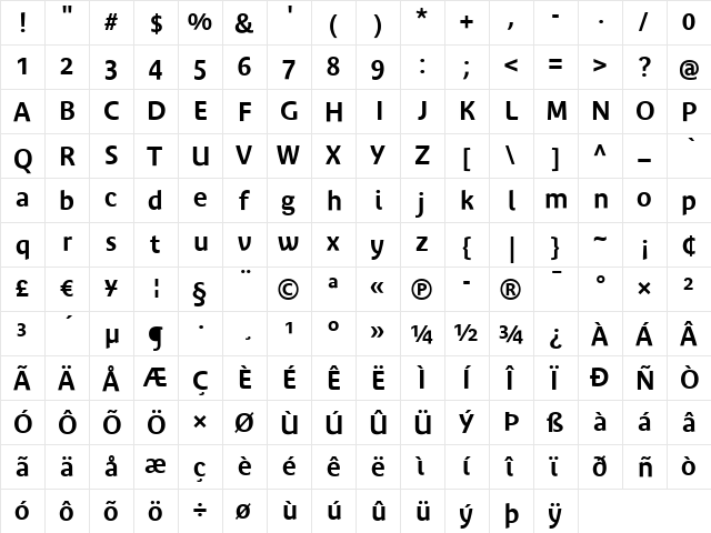 Bienvenue Demi font glyphpreview