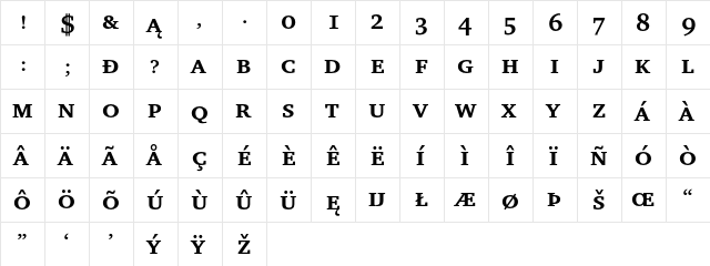 ITC Charter Bold SmallCap font glyphpreview