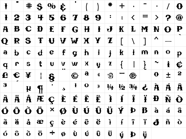 CBGBFontSolid Regular font glyphpreview
