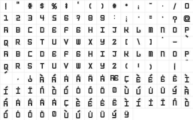 EpicenterTwoStroke Regular font glyphpreview