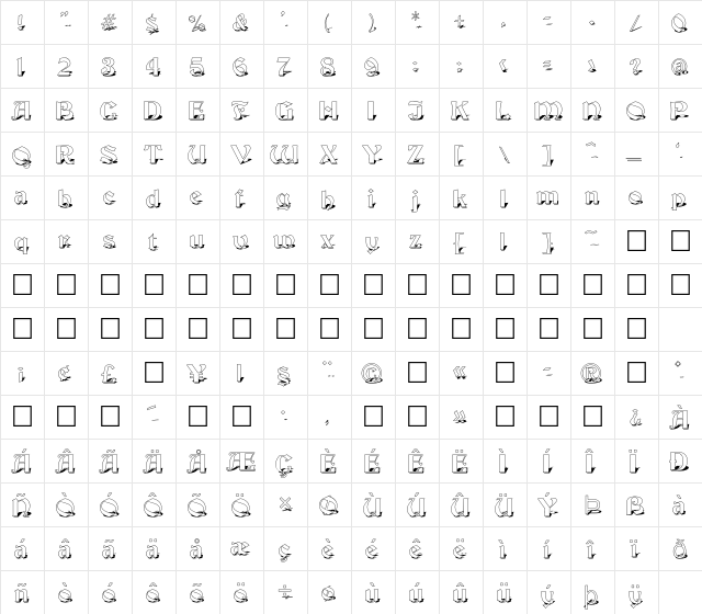 FZ JAZZY 19 SHADOW Normal font glyphpreview