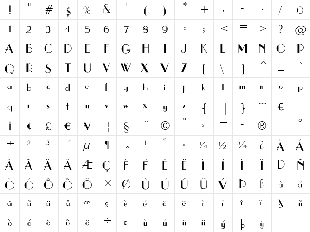 stencil1935 Regular font glyphpreview