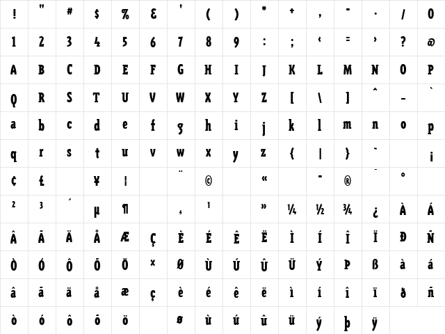 TriplexConSerBlackLining Regular font glyphpreview