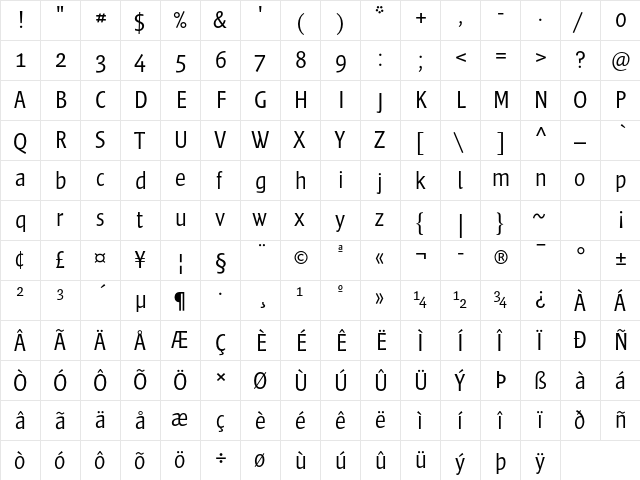 Frisans Std Light font glyphpreview