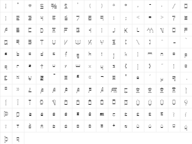 FZ DIGITAL 7 HOLLOW Normal font glyphpreview