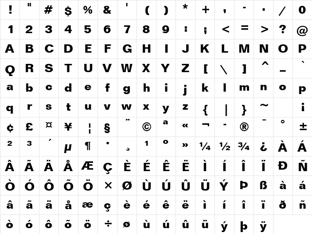 Folio Bold font glyphpreview