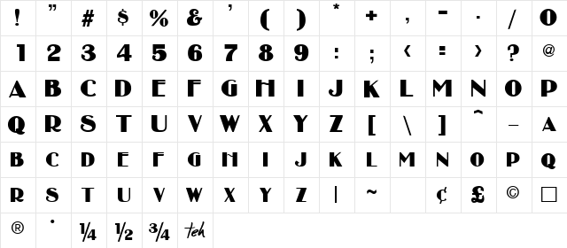 Broadbay Normal font glyphpreview